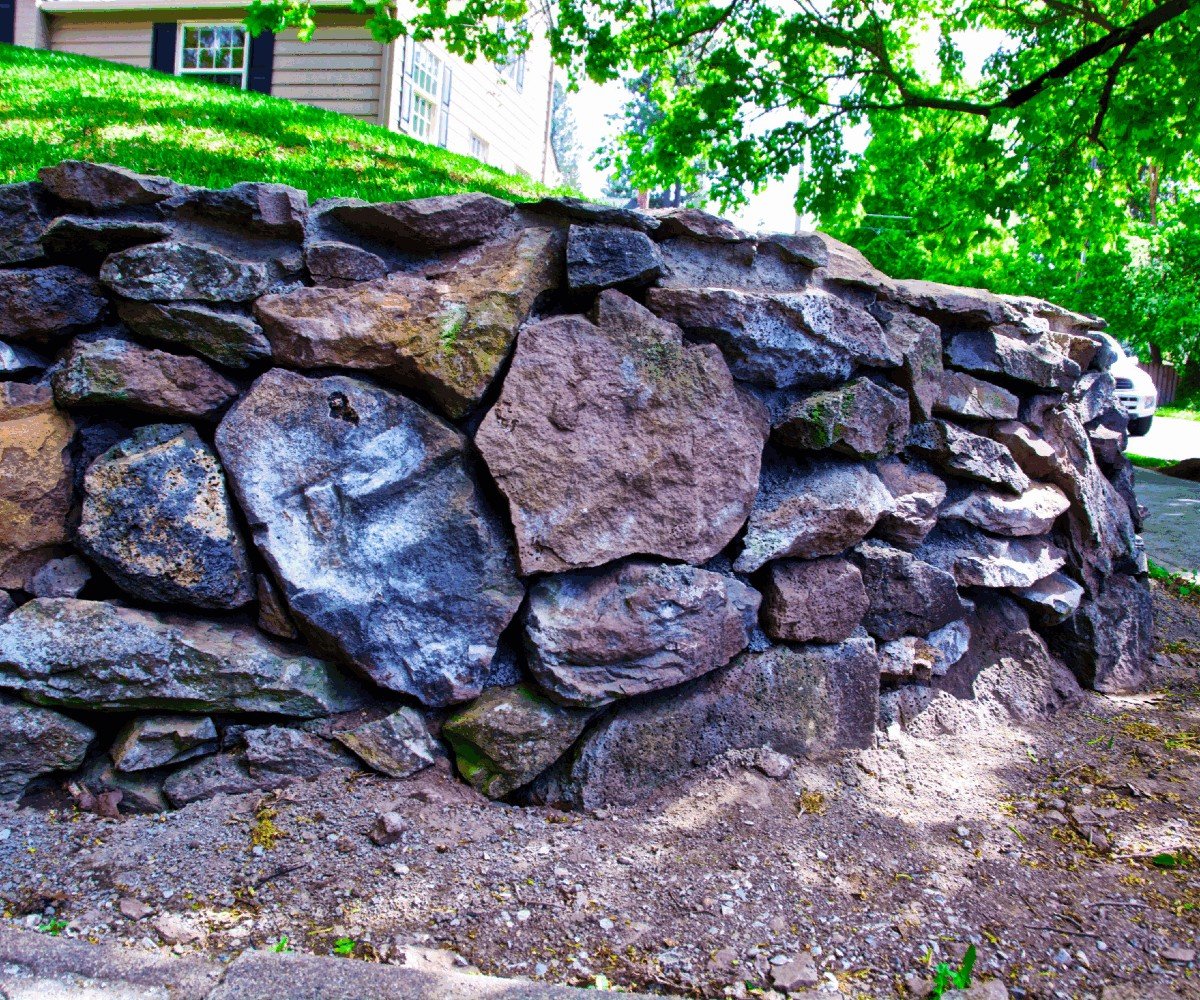 hand stacked stone wall