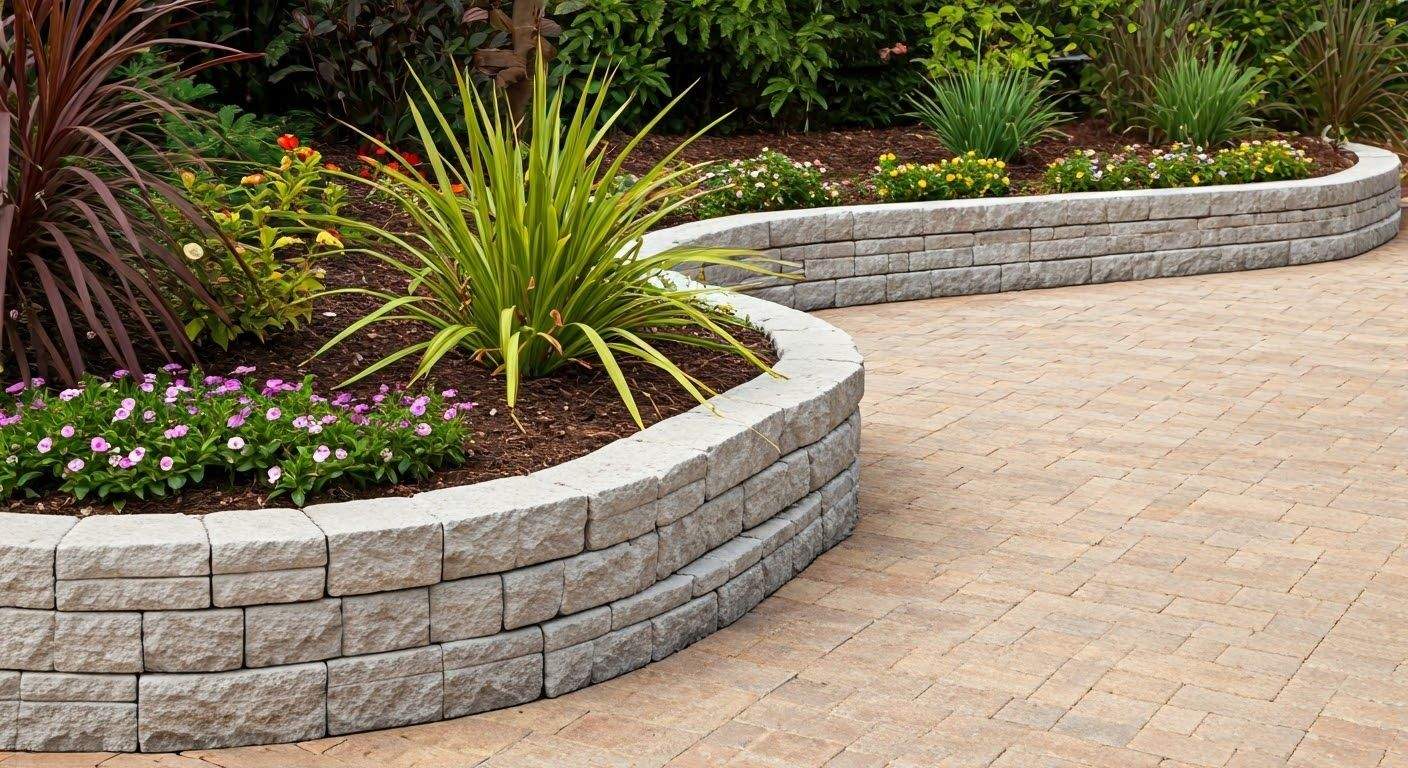 block wall and pavers